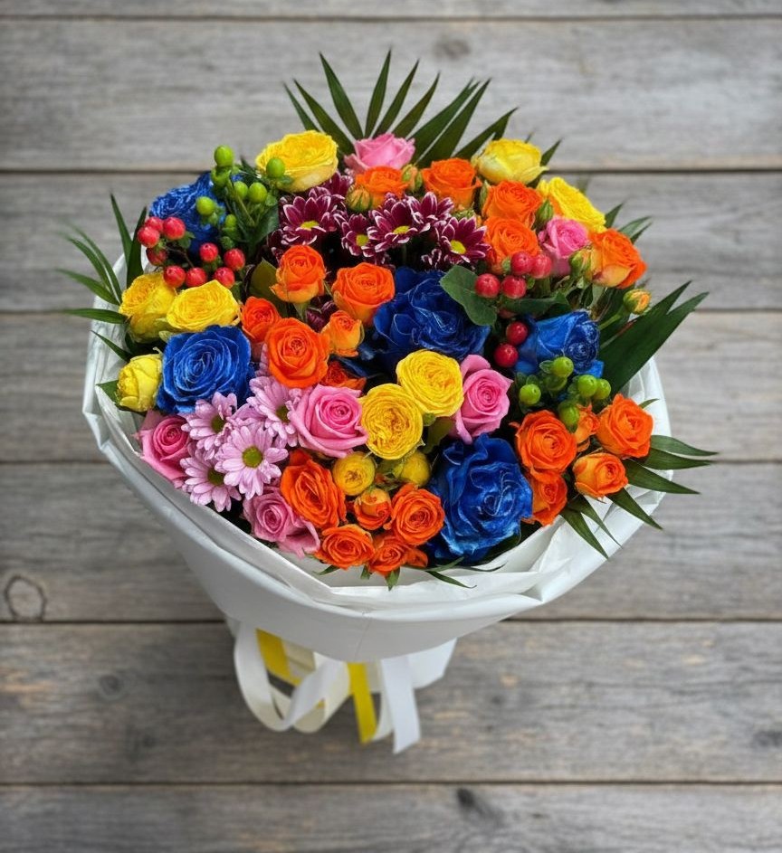 Букет цветов из: Розы и Хризантемы в Салаире