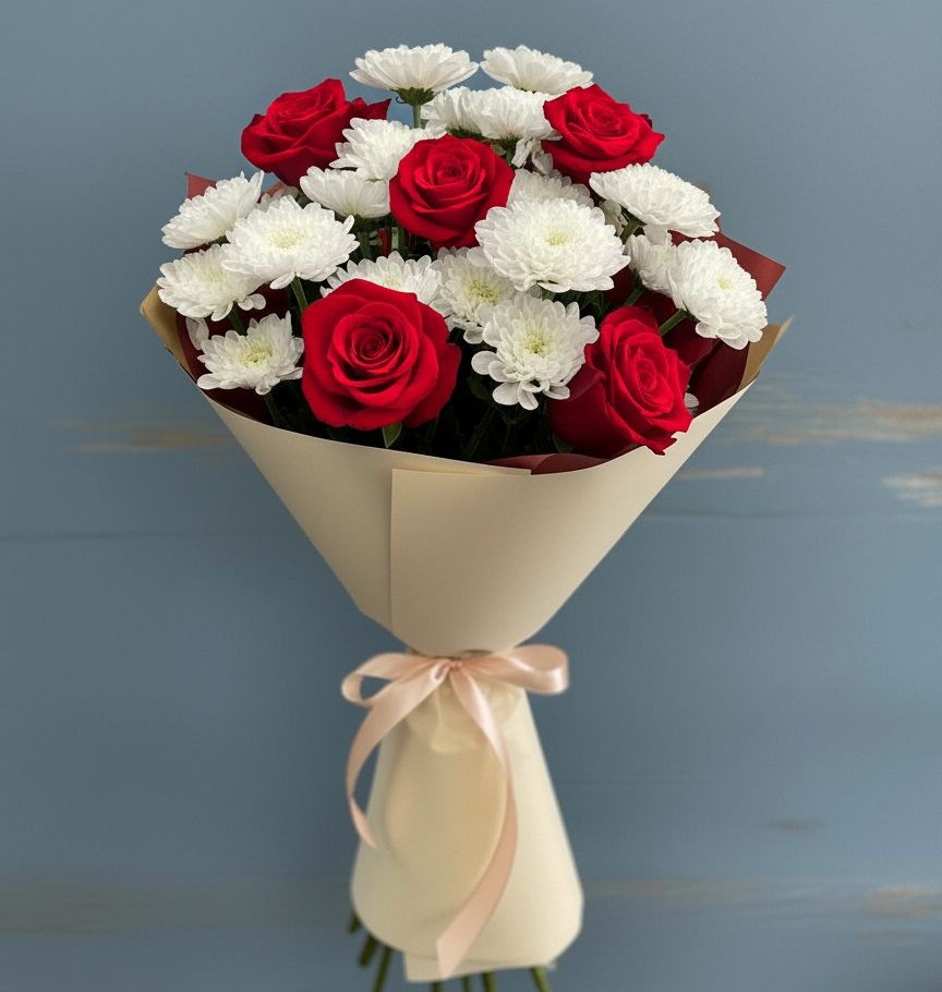 Букет цветов из: Розы и Хризантемы в Салаире