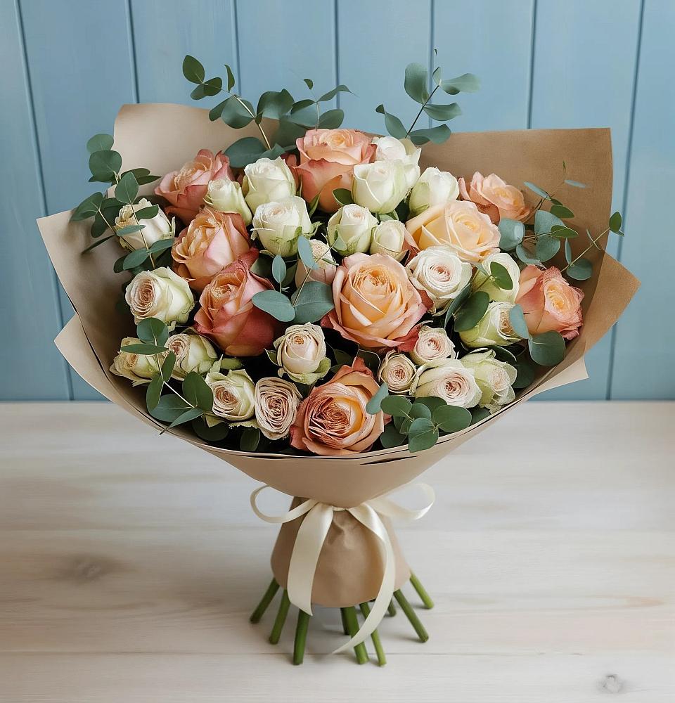 Букет цветов из: Альстромерии и Розы в Салаире