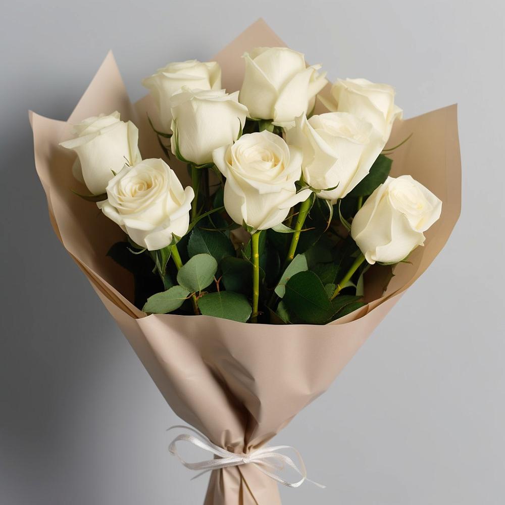 Букет 9 Белых роз Эдлесс Лав в Салаире