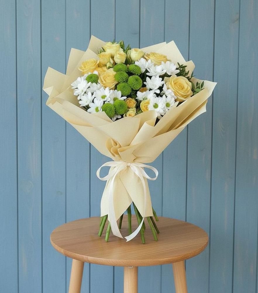 Букет цветов из: Хризантемы и Розы в Салаире