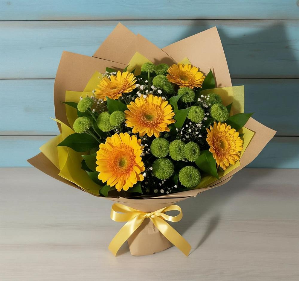 Букет цветов из: Герберы и Хризантемы в Салаире