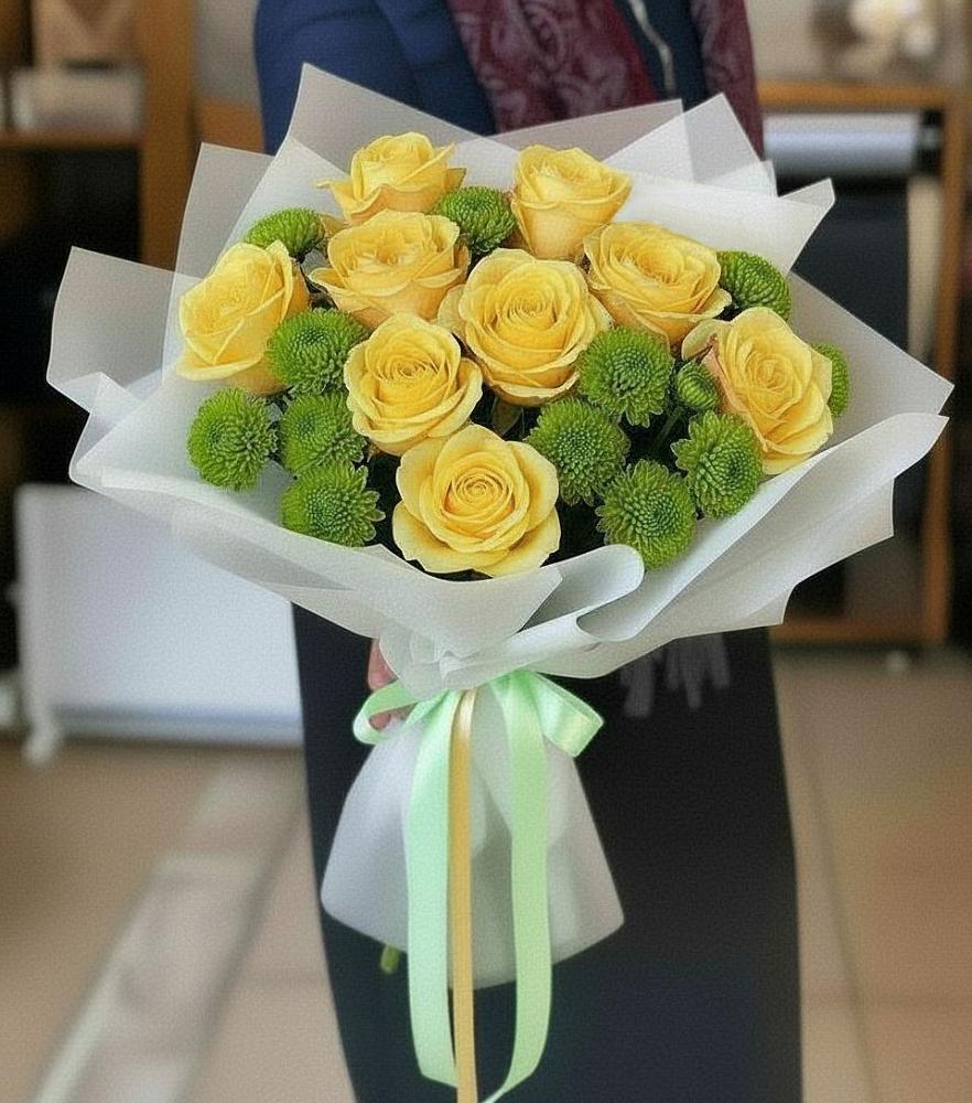 Букет цветов из: Хризантемы и Розы в Салаире