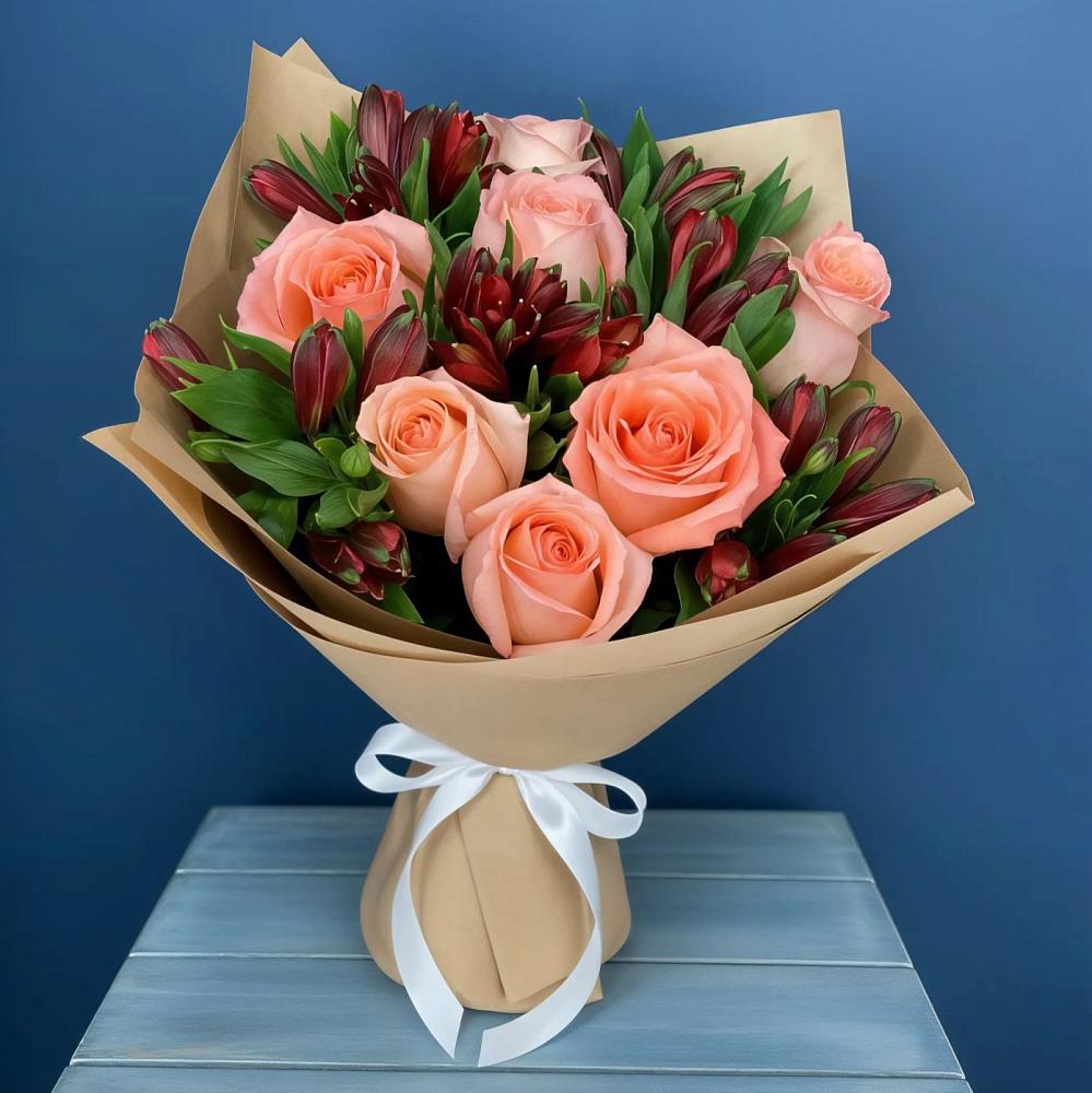 Букет цветов из: Розы и Альстромерии в Салаире