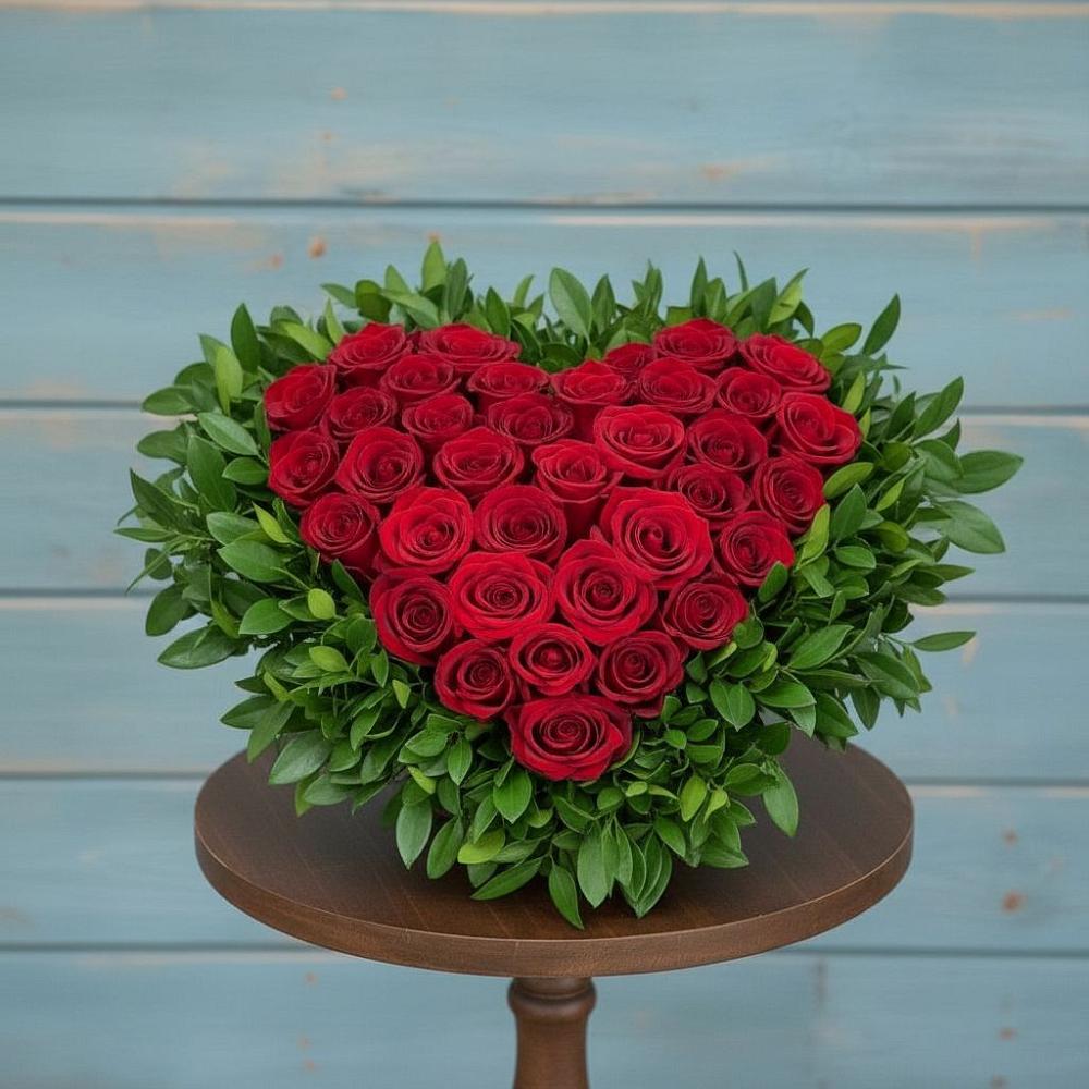 Цветочная композиция из Розы в виде сердца в Салаире