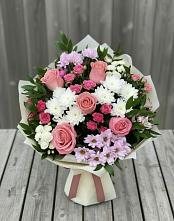 Букет цветов из:  Альстромерии, Гвоздики, Розы и Хризантемы #REPLACE_PRED# Салаире