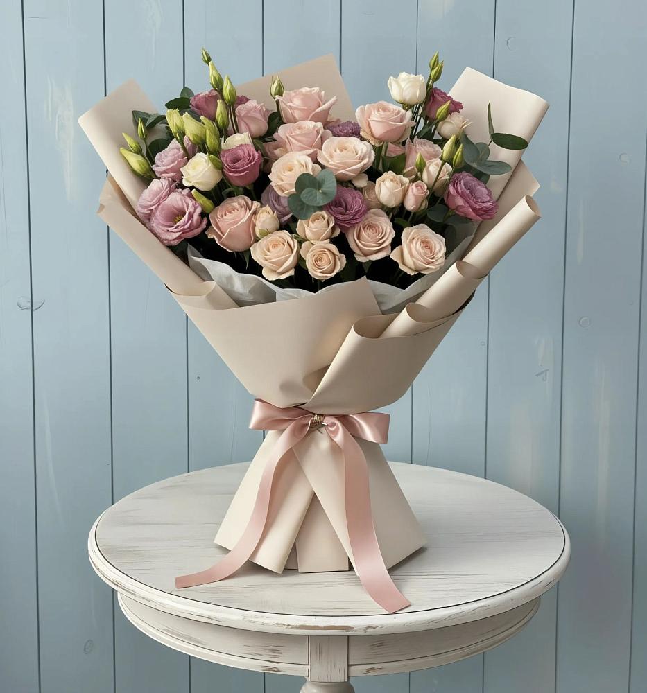 Букет цветов из: Розы и Лизиантусы в Салаире